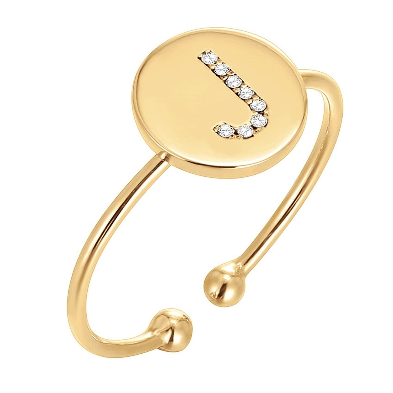 Anello regolabile con iniziale "Lucentezza dorata"