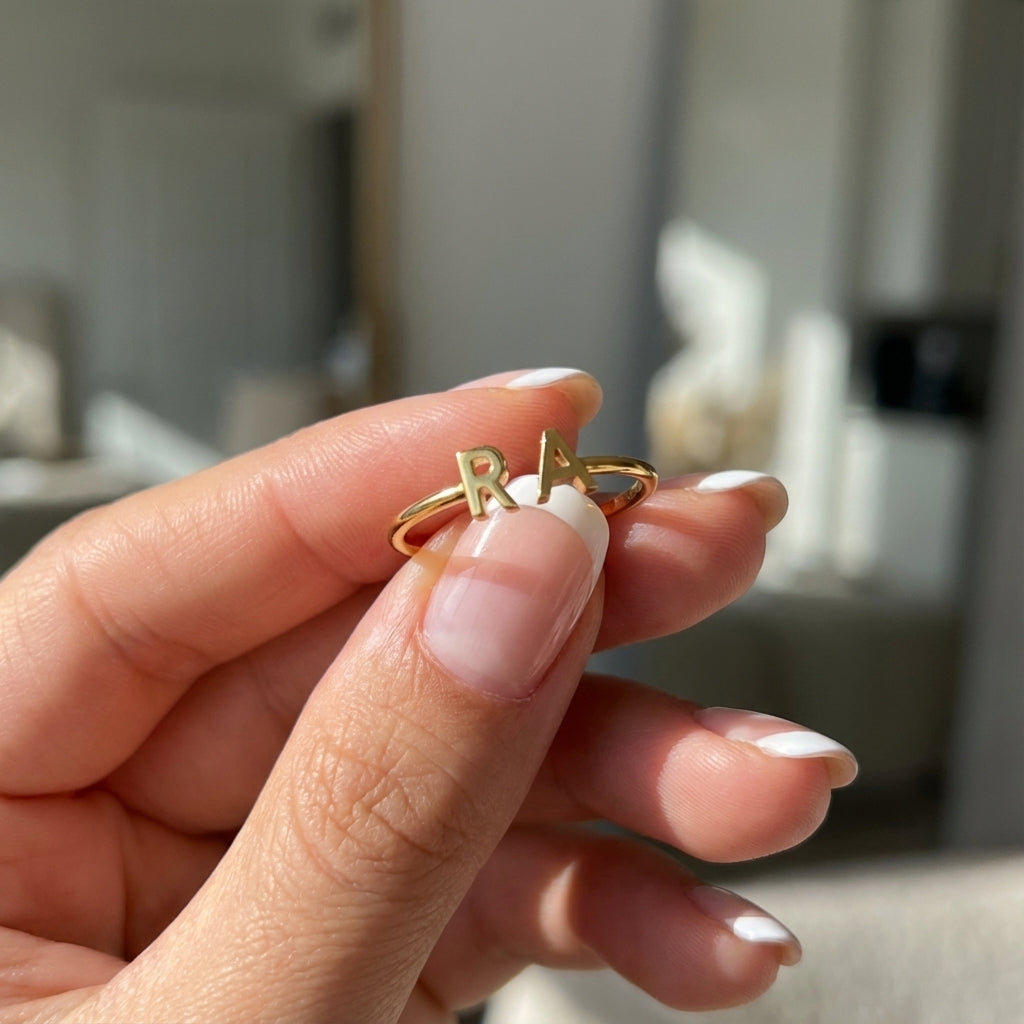 Anello regolabile con iniziale "Doppio Monogramma"