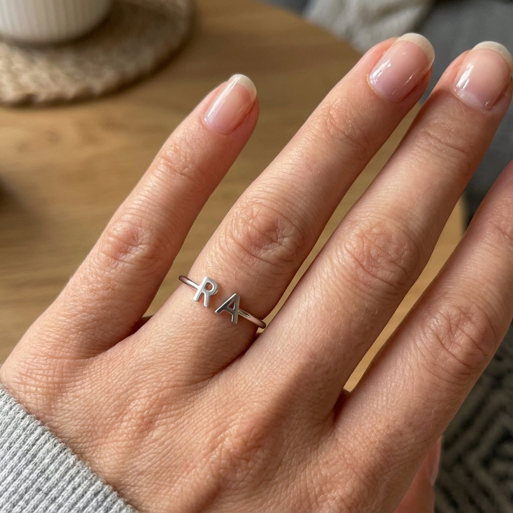 Anello regolabile con iniziale "Doppio Monogramma"