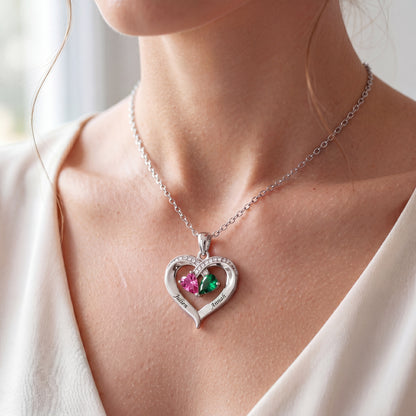 Name BirthStone Necklace "Golden Heart"