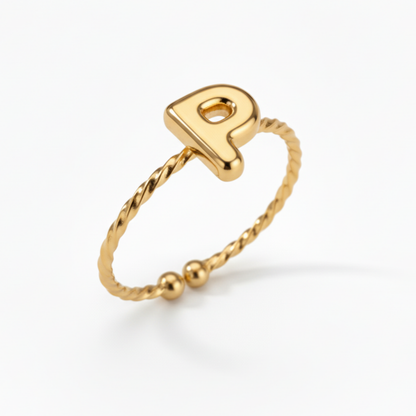 Anello regolabile con iniziale "Minimalista"