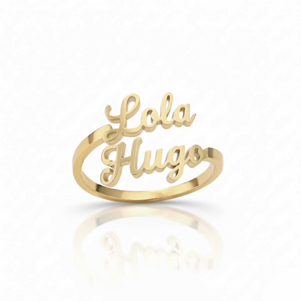 Anello regolabile con nome "Doppio Corsivo"