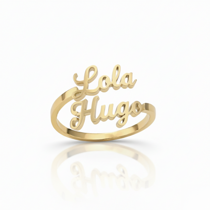 Anello regolabile con nome "Doppio Corsivo"