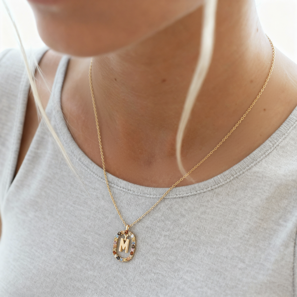 Collana con iniziale "Arcobaleno"