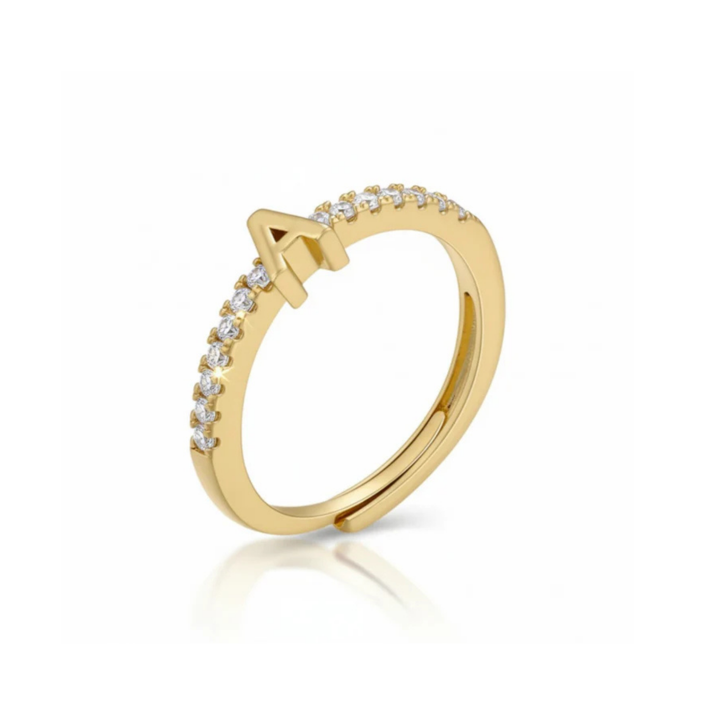 Anello regolabile con iniziale "Sparkle"