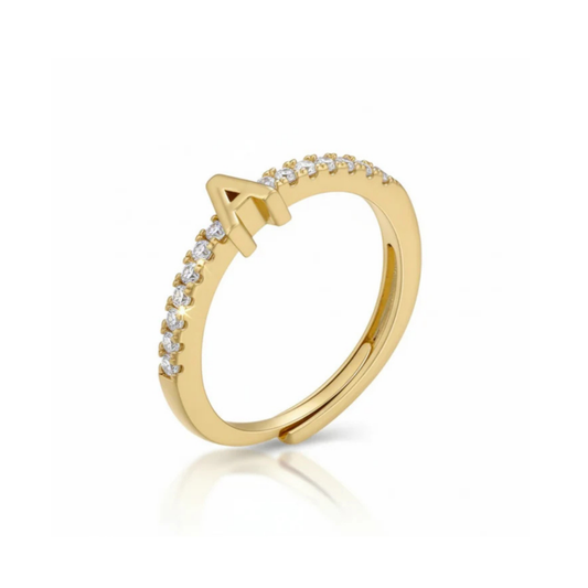 Anello regolabile con iniziale "Sparkle"