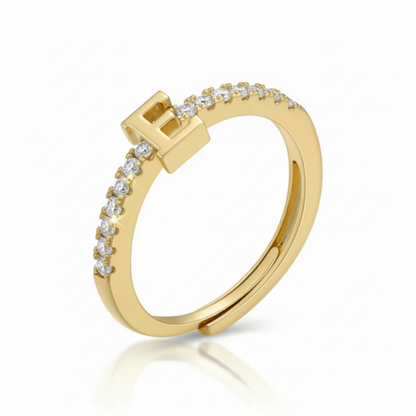 Anello regolabile con iniziale "Sparkle"