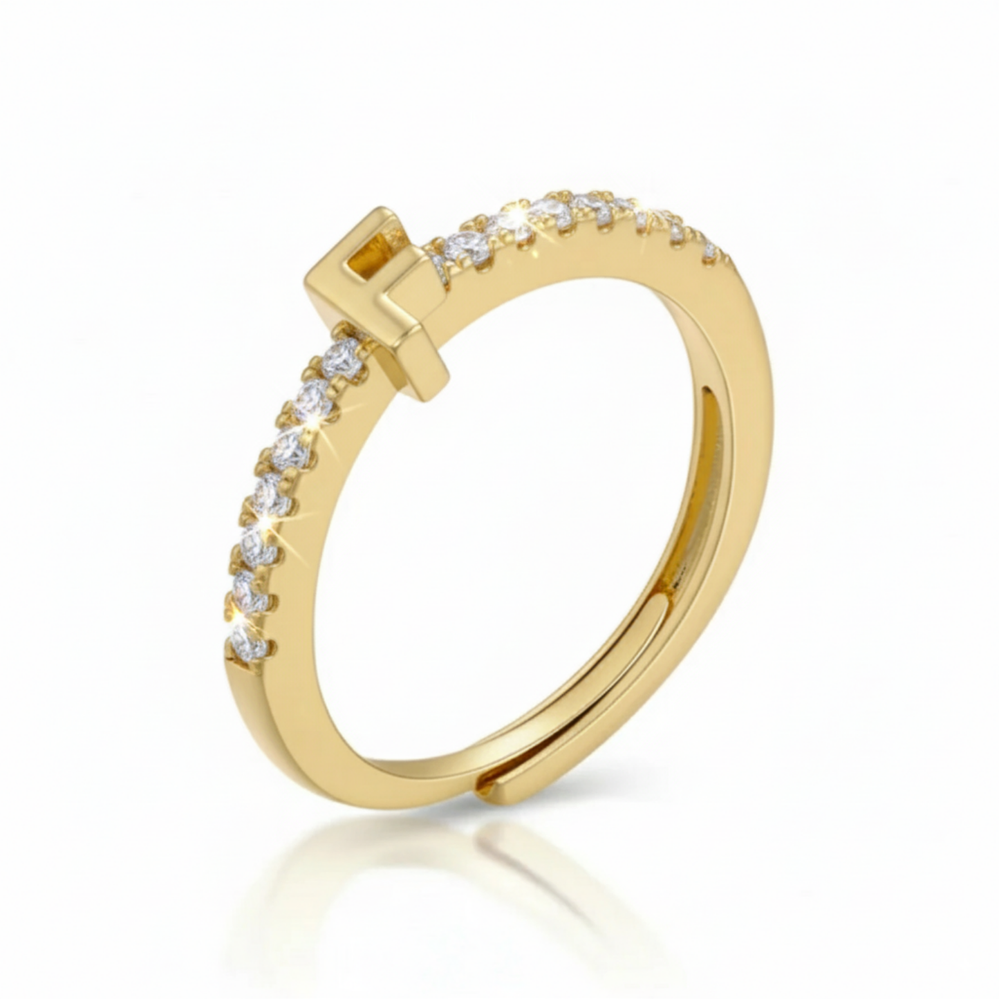 Anello regolabile con iniziale "Sparkle"