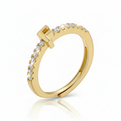 Anello regolabile con iniziale "Sparkle"