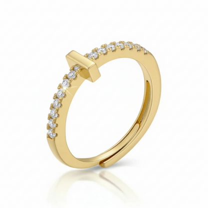 Anello regolabile con iniziale "Sparkle"