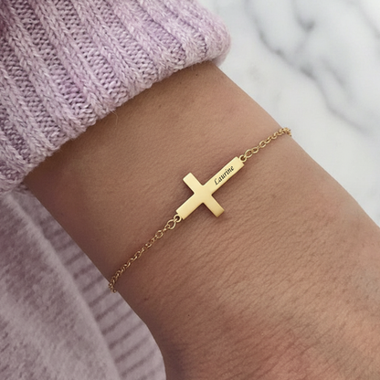 Bracciale con nome "Croce Laterale"