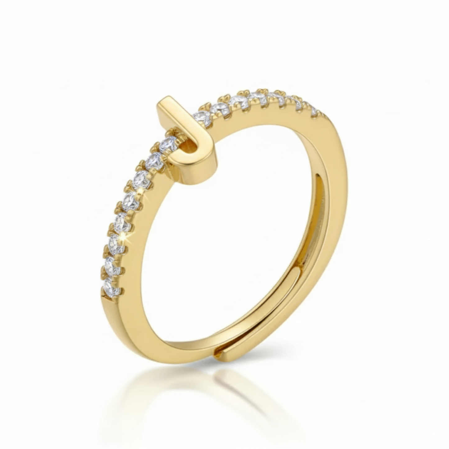 Anello regolabile con iniziale "Sparkle"