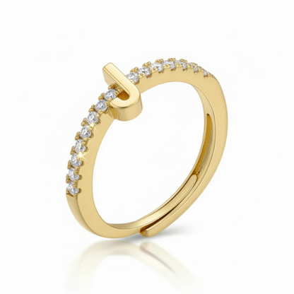 Anello regolabile con iniziale "Sparkle"