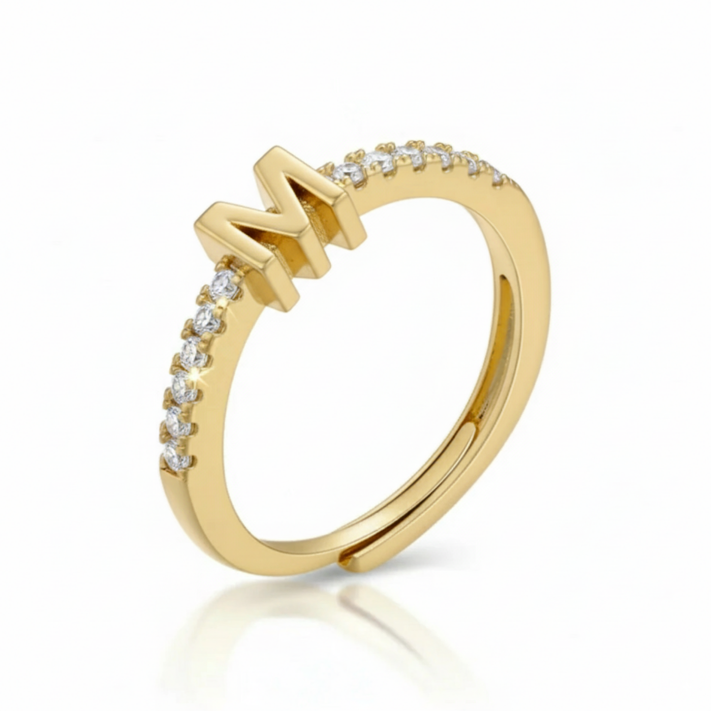Anello regolabile con iniziale "Sparkle"