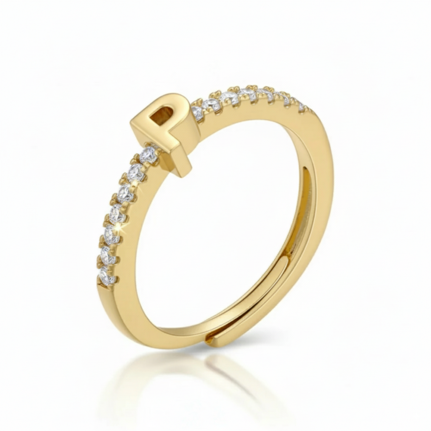 Anello regolabile con iniziale "Sparkle"