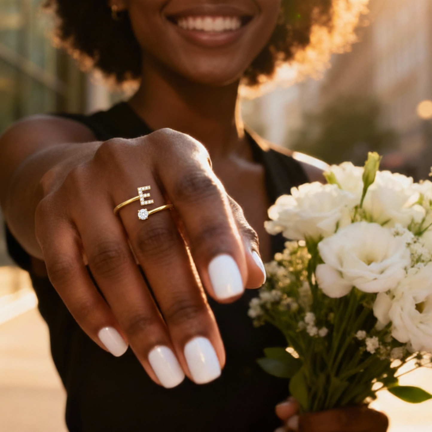 Anello regolabile con iniziale "Classico"