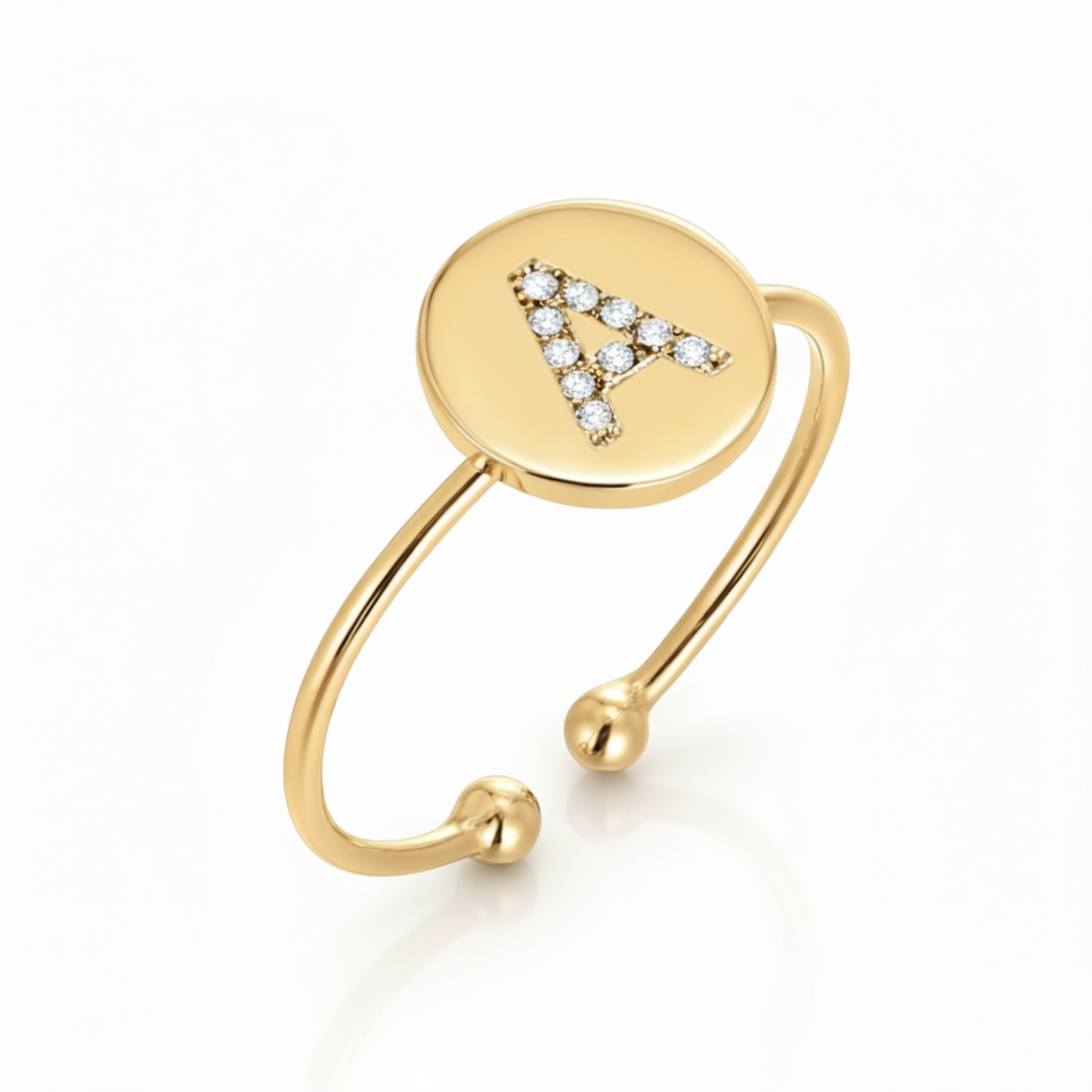 Anello regolabile con iniziale "Lucentezza dorata"