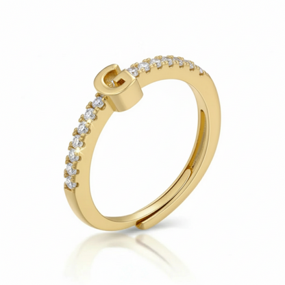 Anello regolabile con iniziale "Sparkle"