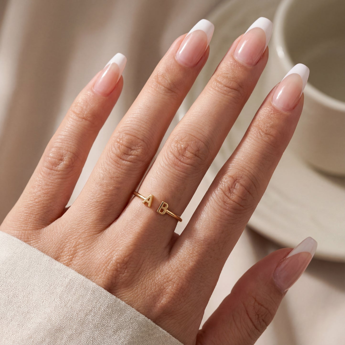 Anello regolabile con iniziale "Doppio Monogramma"