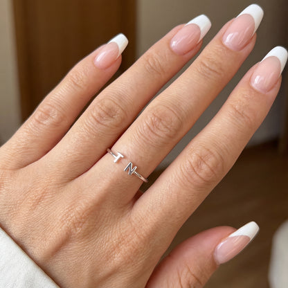 Anello regolabile con iniziale "Doppio Monogramma"