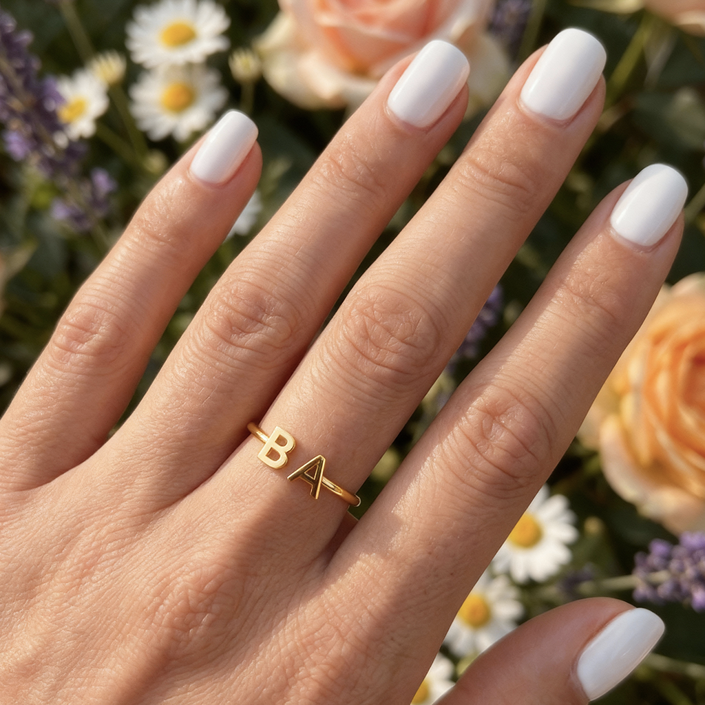 Anello regolabile con iniziale "Doppio Monogramma"