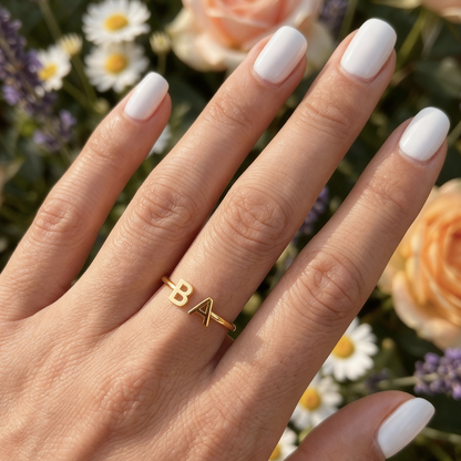 Anello regolabile con iniziale "Doppio Monogramma"