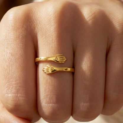 Anello doppio iniziale regolabile "Embrace"