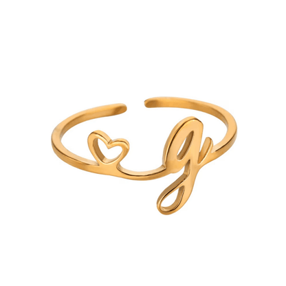 RICCARDI - BAGUE AJUSTABLE "Initial Heart Ring" - Riccardi